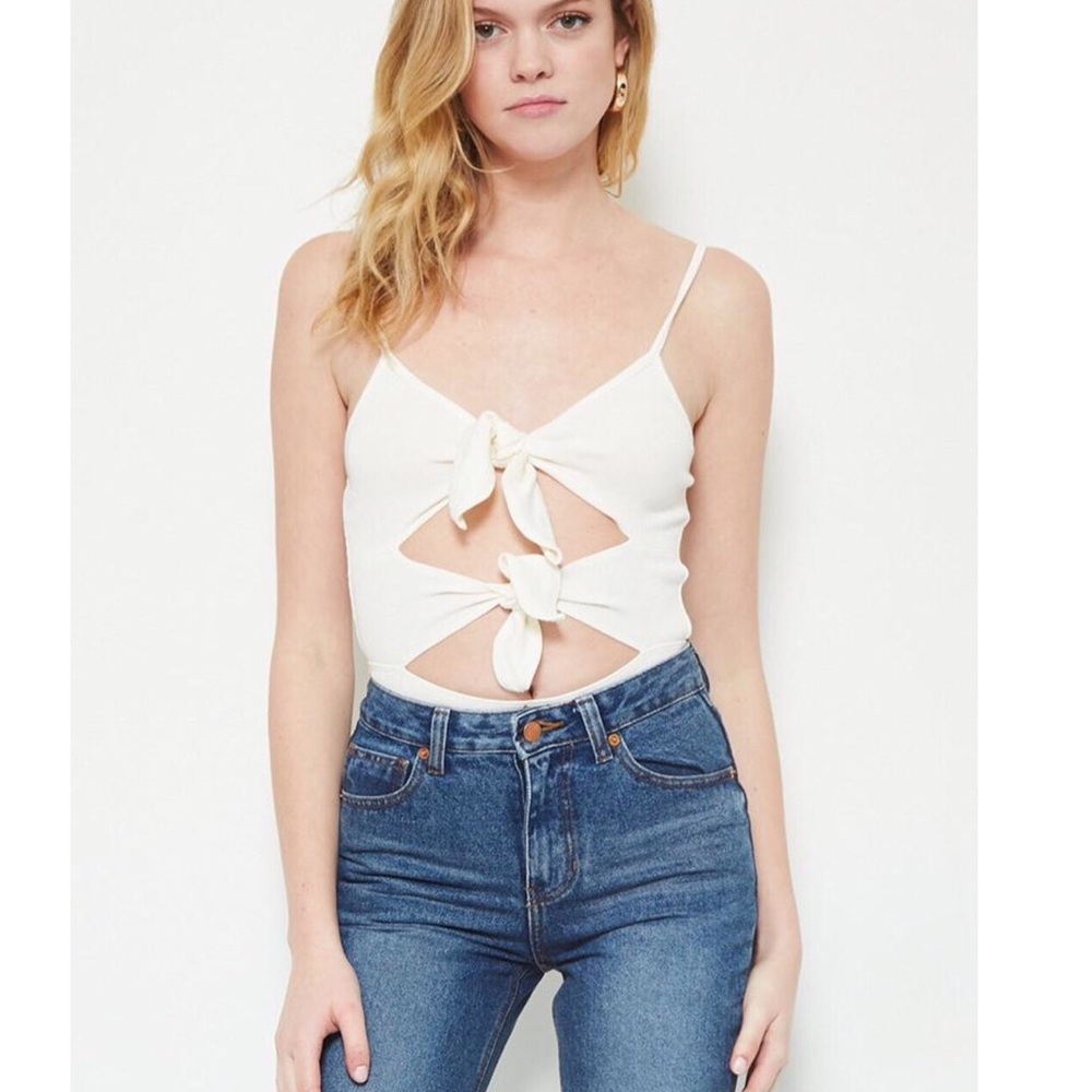 NWOT Etophe Studios Off white bow bodysuit